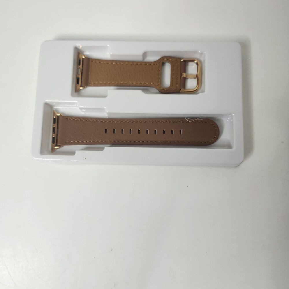 Leather Watch Band 38-40 MM Brown And Gold